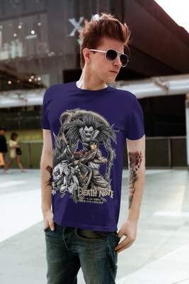 Zasu Fashion Printed Men Round Neck Blue T-Shirt