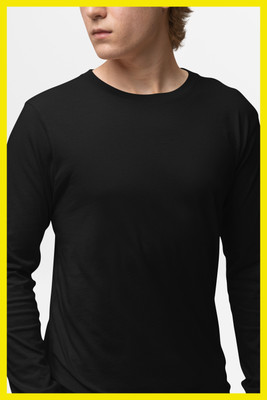 Streetfluencer Solid Men Round Neck Black T-Shirt