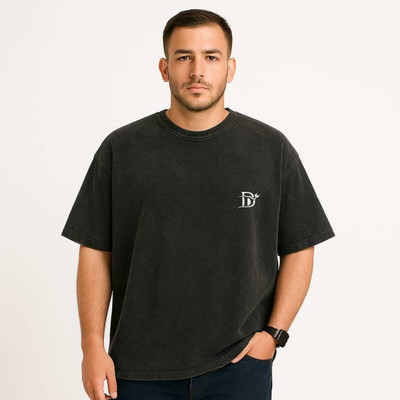 DARK DEVIL Solid Men Round Neck Black T-Shirt