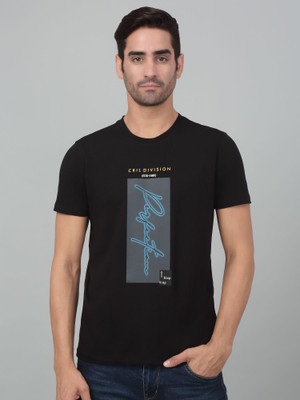 CANTABIL Printed Men Round Neck Black T-Shirt