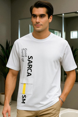 FAOES Printed Men Round Neck White T-Shirt
