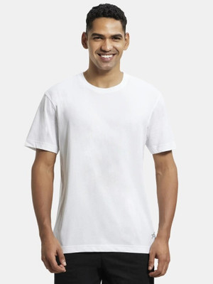 Triptee Solid Men Round Neck White T-Shirt