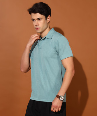 METRONAUT Self Design Men Polo Neck Light Green T-Shirt