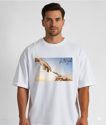 Wtrizak Printed Men Round Neck White T-Shirt