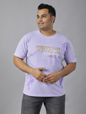 XMEX Graphic Print Men Round Neck Purple T-Shirt
