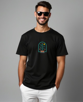 UrGear Printed Men Round Neck Black T-Shirt