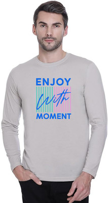 ManGOD Printed, Self Design Men Round Neck Grey T-Shirt