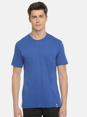 Macroman M-Series Solid Men Round Neck Blue T-Shirt