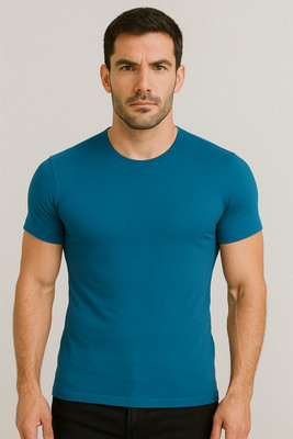 Urboholic Solid Men Round Neck Grey T-Shirt