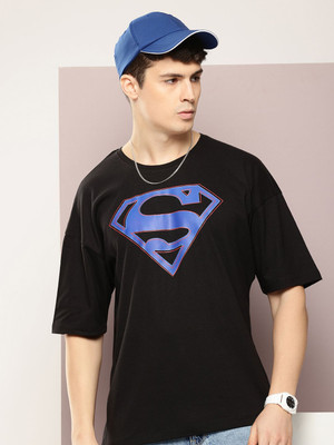 Kook N Keech Superman Graphic Print Men Round Neck Black T-Shirt