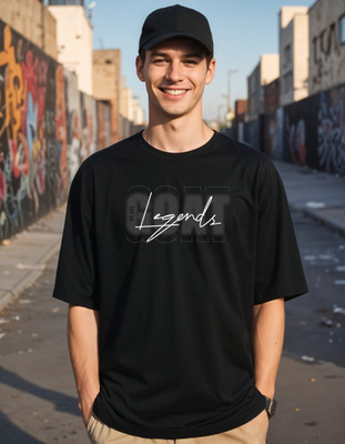 Smartees Printed Men Round Neck Black T-Shirt