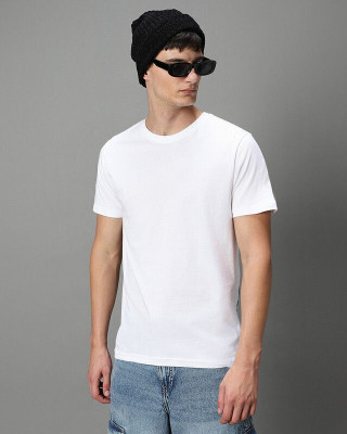 MH MOGHAHILLS Solid Men Round Neck White T-Shirt