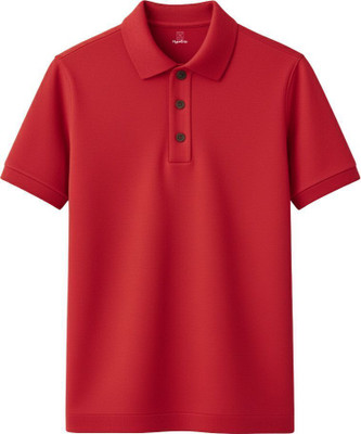 HypeDrip Solid Men Polo Neck Red T-Shirt