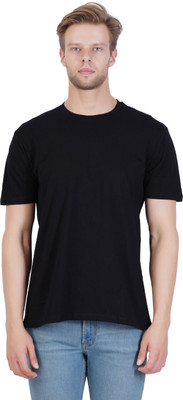 Wemyc Solid Men Round Neck Black T-Shirt