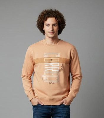 SAND PIPER Printed Men Round Neck Orange T-Shirt
