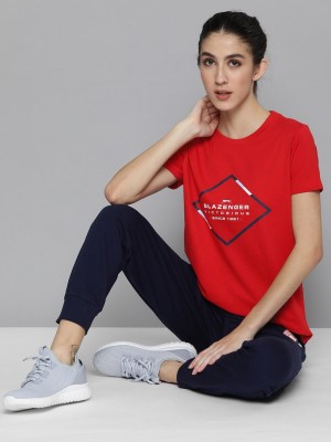 SLAZENGER Typography Women Round Neck Red T-Shirt