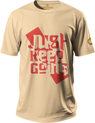 Enciger Printed Men Round Neck Beige T-Shirt