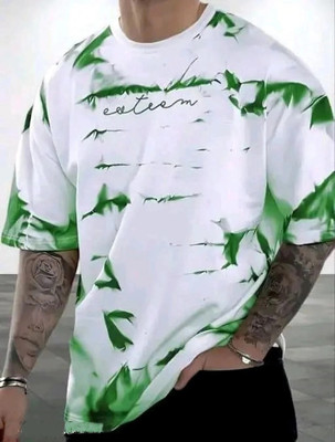ANSH CREATION Printed Men Round Neck Green, White T-Shirt