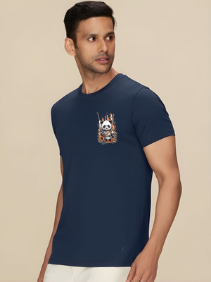 SZN Graphic Print Men Round Neck Dark Blue T-Shirt
