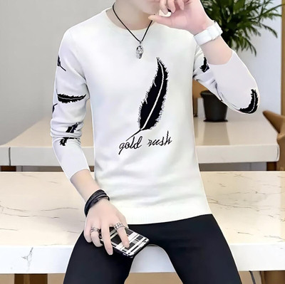 Autna Printed Men Round Neck White T-Shirt