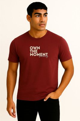 Tailorn Typography Men Round Neck Maroon T-Shirt