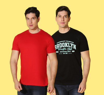 WOOSTRO Printed Men Round Neck Multicolor T-Shirt