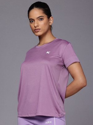 HRX by Hrithik Roshan Printed Women Round Neck Purple T-Shirt