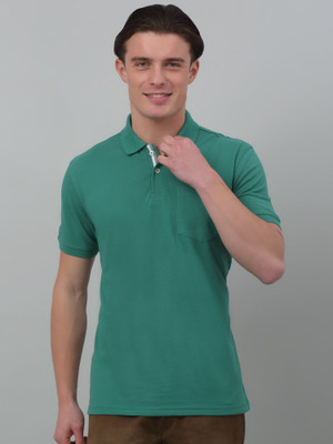 CANTABIL Solid Men Polo Neck Green T-Shirt