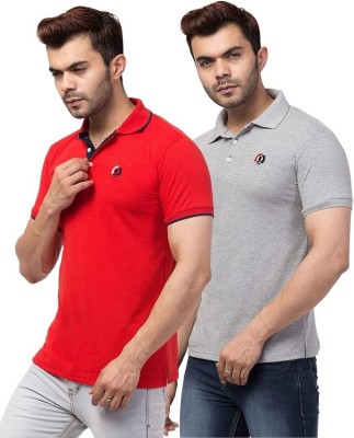 Gibbs Solid Men Polo Neck Red, Grey T-Shirt