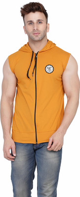 Blisstone Printed Men Hooded Neck Yellow T-Shirt