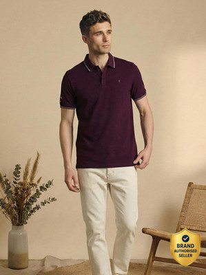 LOUIS PHILIPPE Solid Men Polo Neck Purple T-Shirt