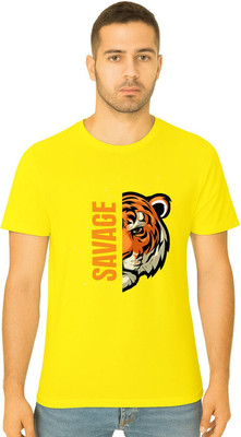 DGC Printed Men Round Neck Yellow T-Shirt