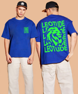Leotude Printed Men Round Neck Blue T-Shirt
