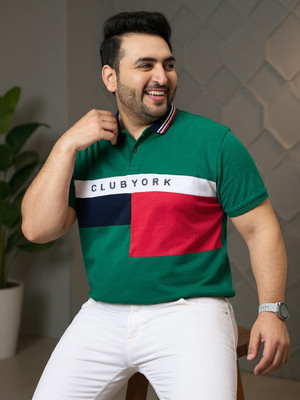 Club York Colorblock Men Polo Neck Green T-Shirt