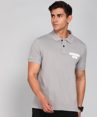 U.S. Polo Assn. Denim Co. Solid Men Polo Neck Grey T-Shirt