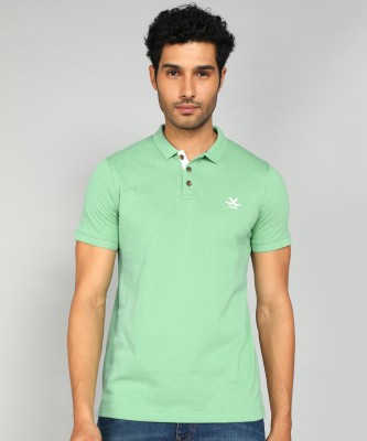 WROGN Solid Men Polo Neck Light Green T-Shirt