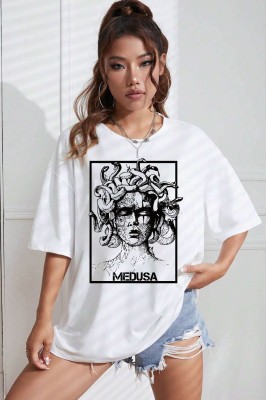 Absolute Defense Printed, Typography Women Round Neck Beige T-Shirt