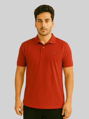 Force NXT Solid Men Polo Neck Red T-Shirt