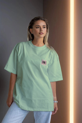 Moda Rapido Printed Women Round Neck Light Green T-Shirt