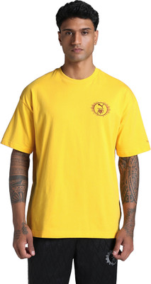 PUMA Printed Men Round Neck Yellow T-Shirt