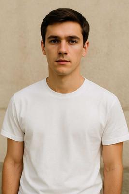INKWOVEN Solid Men Round Neck White T-Shirt