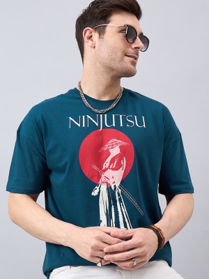GESPO Printed, Typography Men Polo Neck Dark Blue T-Shirt