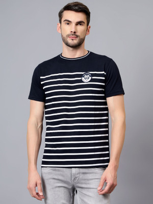 CANTABIL Striped Men Round Neck Dark Blue T-Shirt