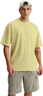 soni enterprises Solid Men Round Neck Yellow T-Shirt