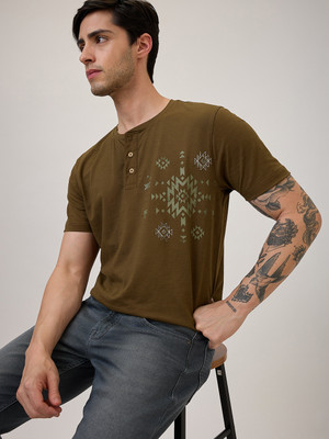 Spykar Solid Men Round Neck Green T-Shirt