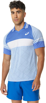 Asics Colorblock Men Polo Neck Blue T-Shirt