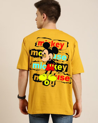 Clickwell Trend Printed, Typography Men Round Neck Yellow T-Shirt