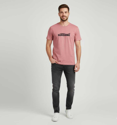 Rachmun enterprises pvt ltd Printed Men Round Neck Pink T-Shirt