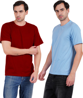 Fusiontees Solid Men Round Neck Multicolor T-Shirt