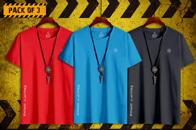 SUPERSQUAD Printed Men Round Neck Red, Black, Blue T-Shirt